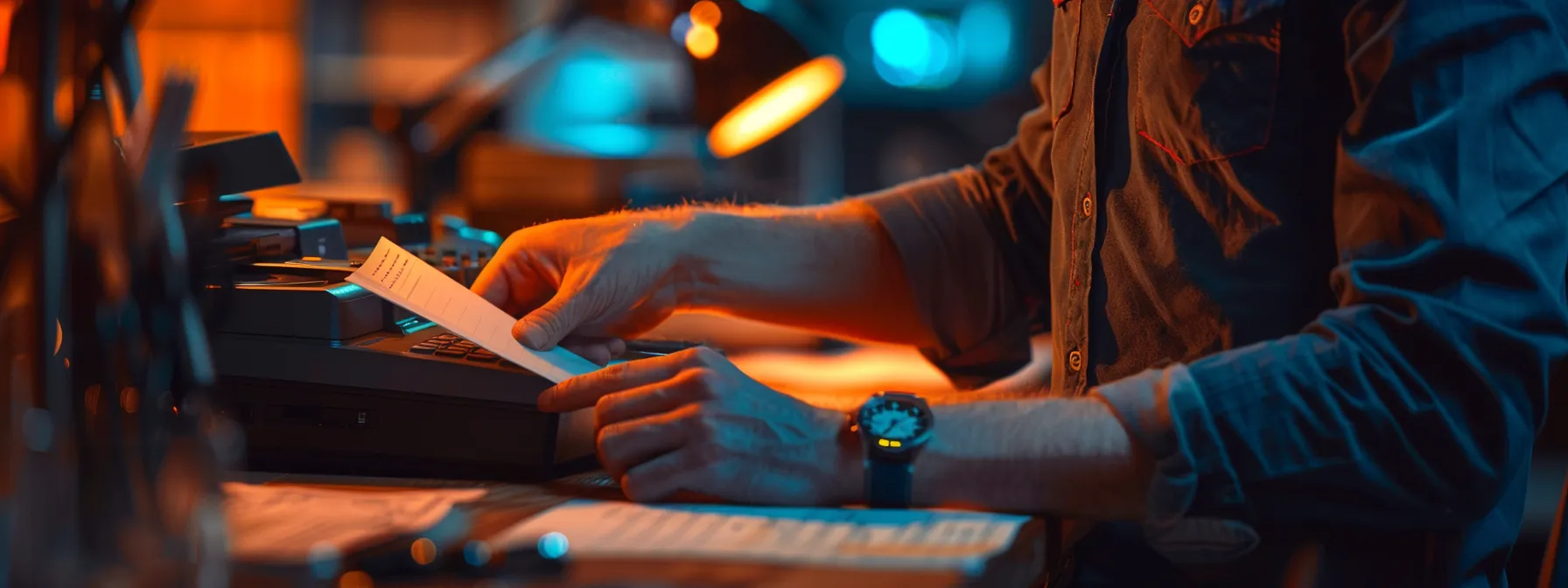a person checking the clock before dialing brother printer support for help.