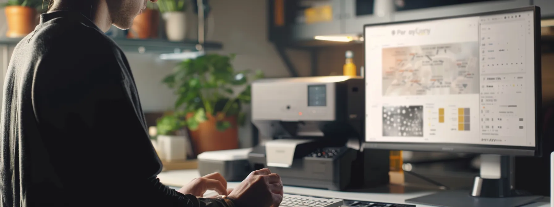 a person holding their hp printer model number and serial number while looking at a computer screen.