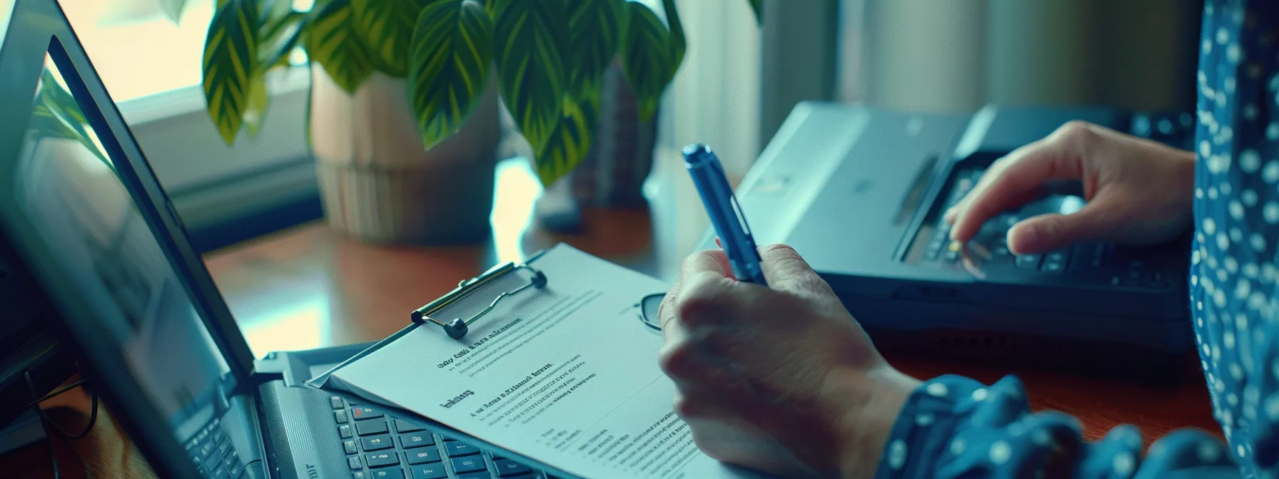 a person holding a pen and paper, ready to make a call to hp printer support.