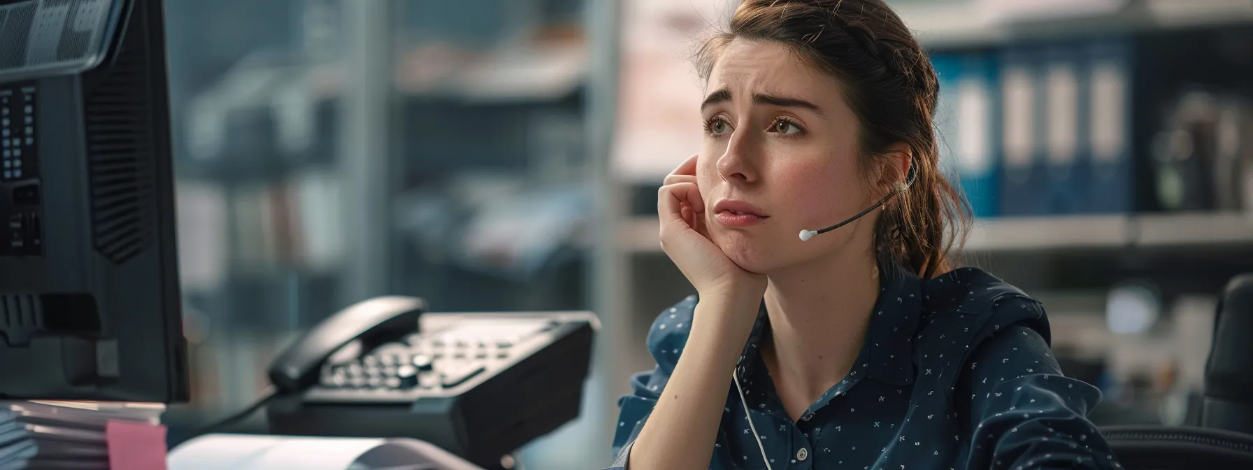 a person talking on the phone with a customer service representative from brother, receiving immediate help for printer problems.