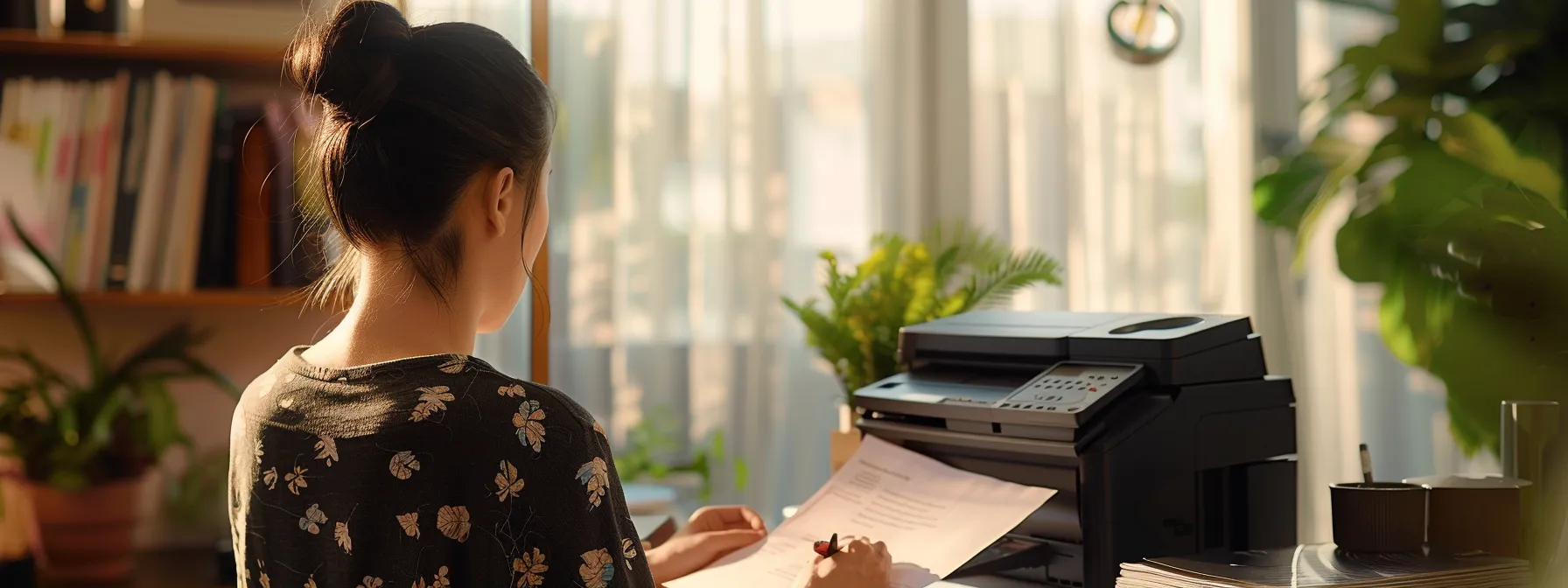 a person attentively following step-by-step instructions on how to fix a printer issue after a call with brother printer support.