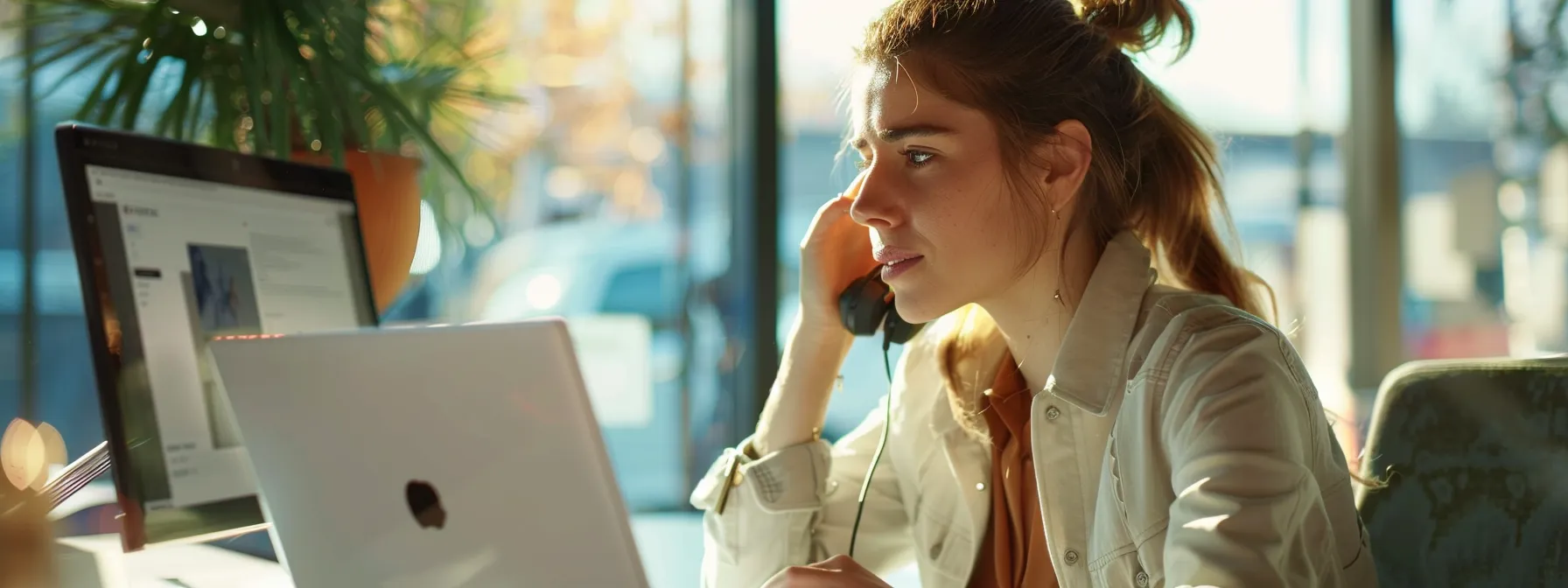 a customer on the phone with hp printer support, receiving diagnostic questions to pinpoint the nature of their technical problem.