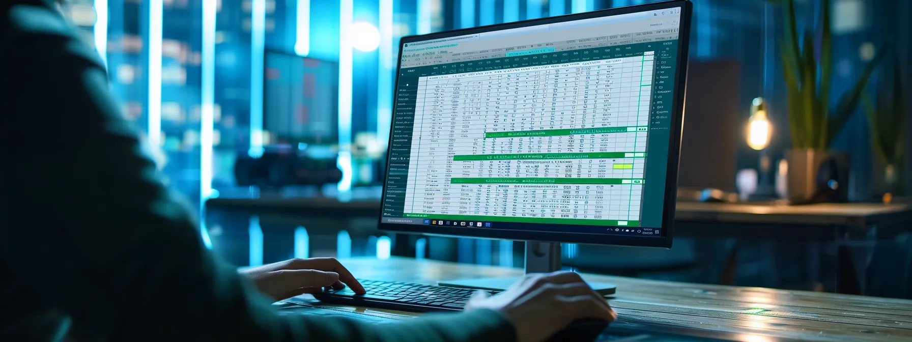 close-up of a computer screen displaying an excel spreadsheet with highlighted formula errors and a person using a mouse to navigate through the error checking tool.
