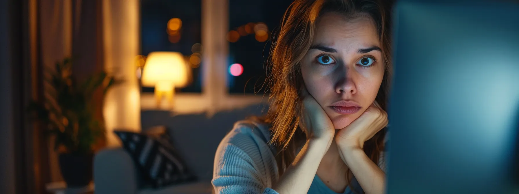 someone looking at a computer screen with a puzzled expression while trying to fix an error message on their msn email account.