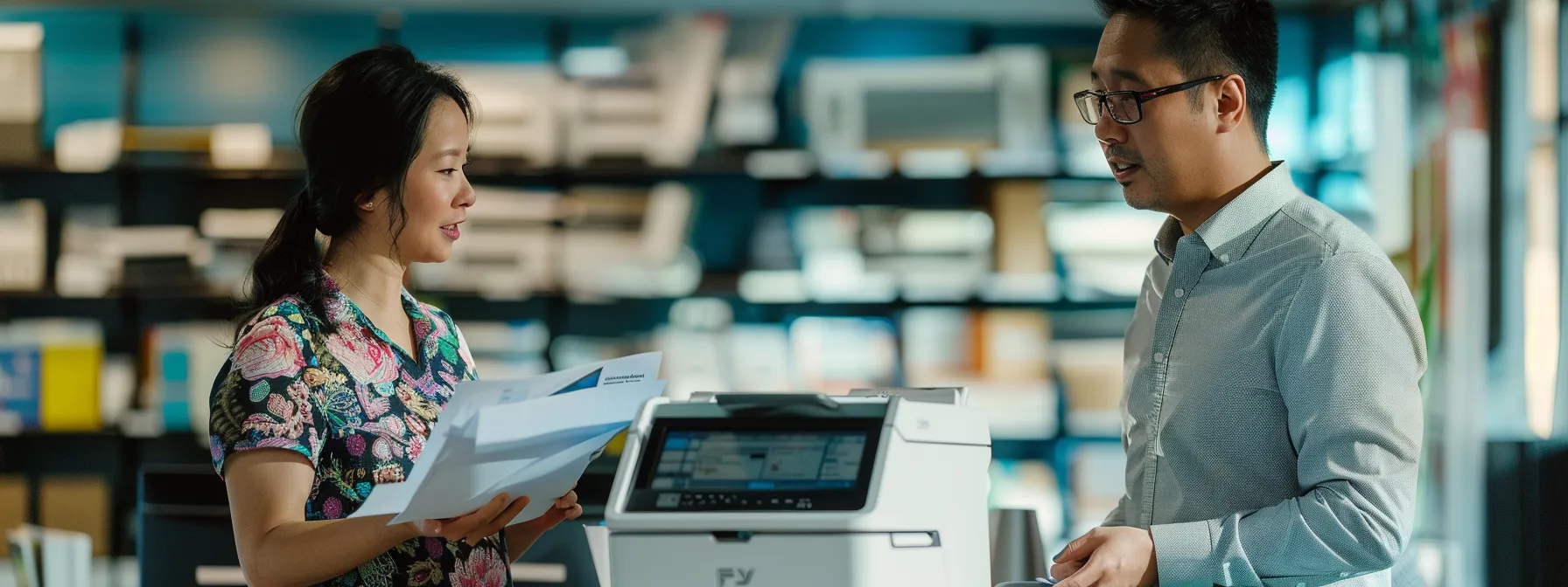 a customer discussing printer issues with a support technician at hp.