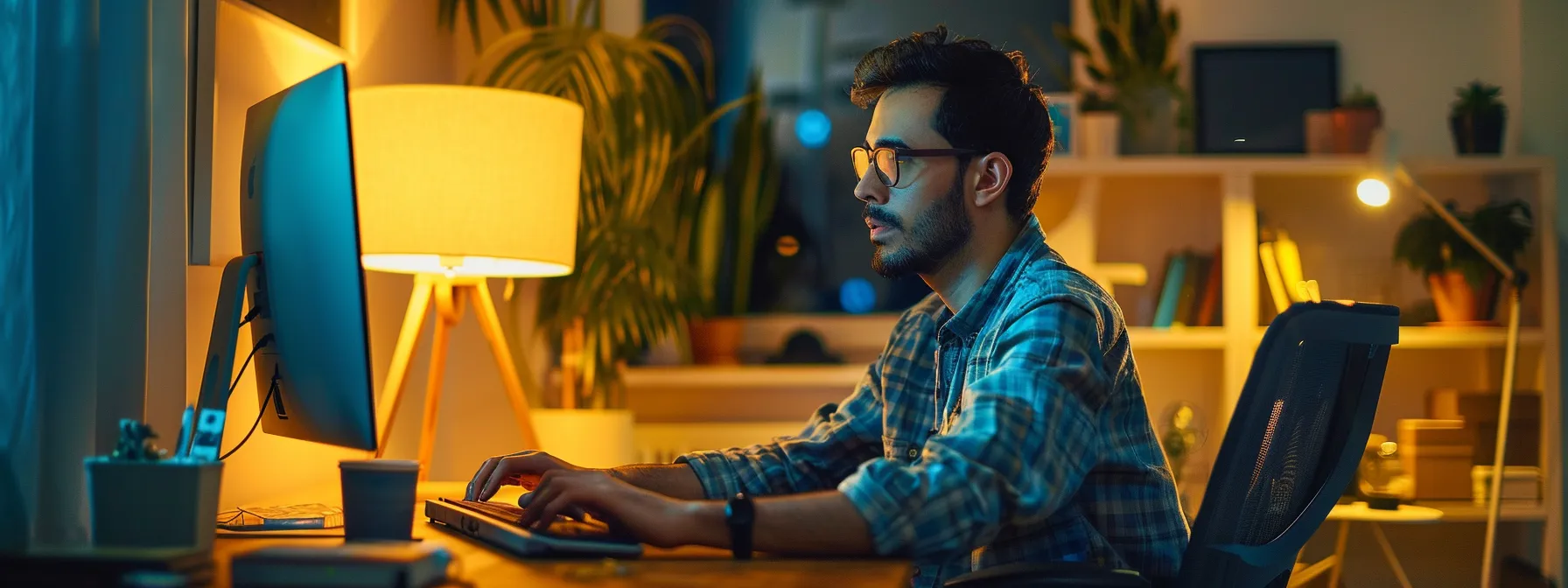 a customer sitting at their computer screen, using the get help app for microsoft support.