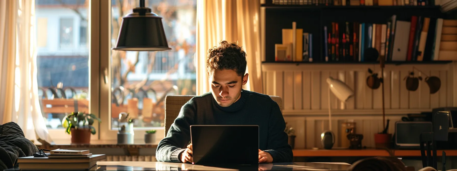 a person confidently resetting their msn email password on a laptop, surrounded by a clutter-free workspace with a determined expression.