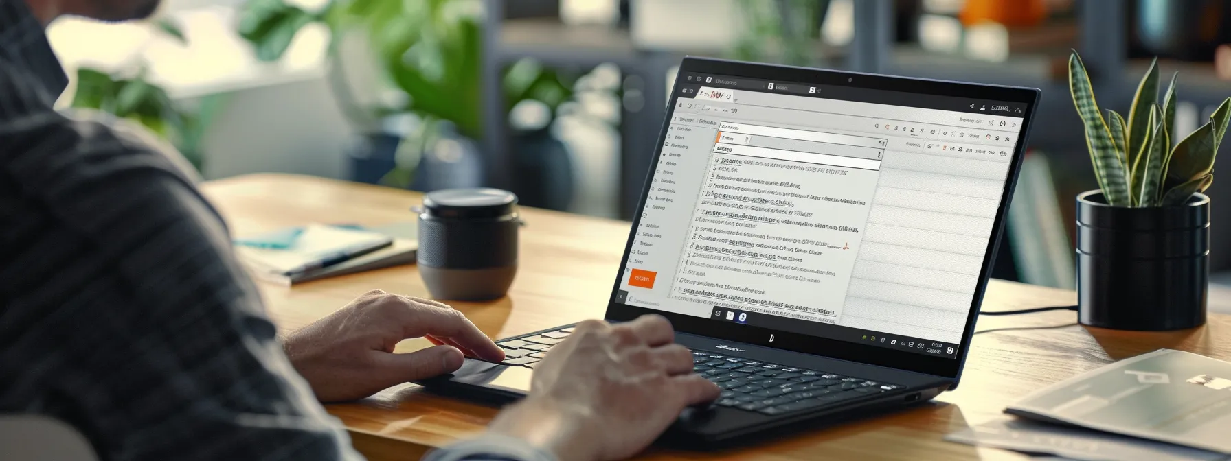 a person carefully selecting a modern, compatible email client on a sleek laptop, with a focus on the screen displaying msn email requirements.