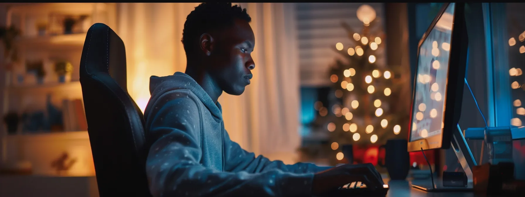 a person sitting at a computer, focused on entering personal details on the msn sign-up page with determination and precision.