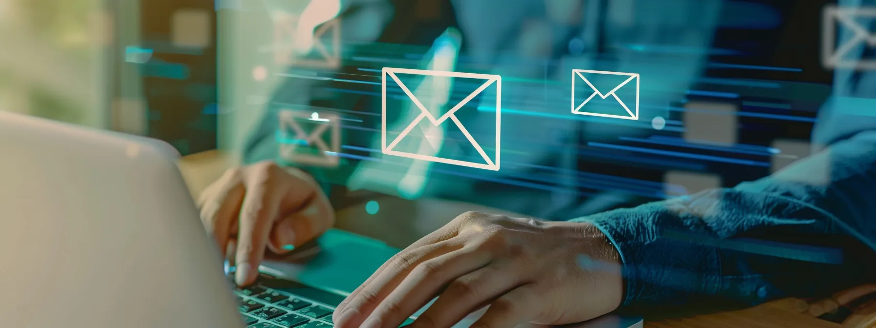 a person typing a detailed and clear email to windows customer service on a sleek laptop.