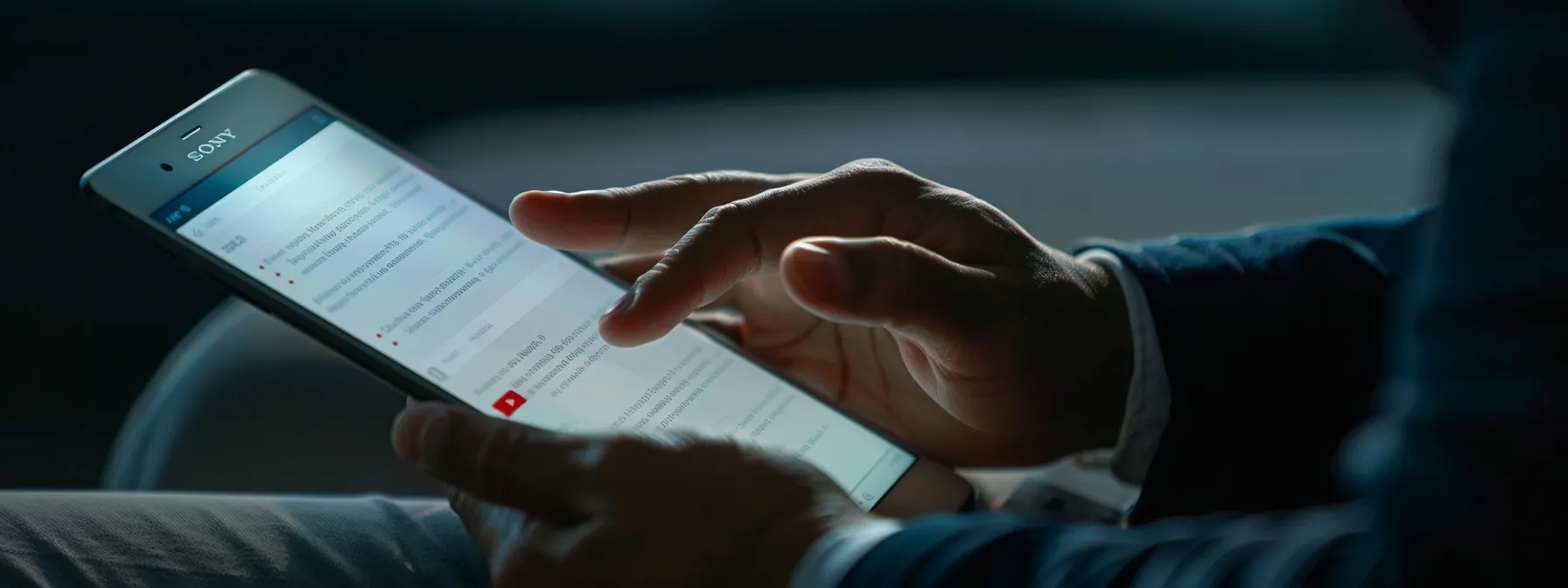 a person carefully adjusting email settings on a sleek, modern device, with a clear focus on maximizing performance and reliability.