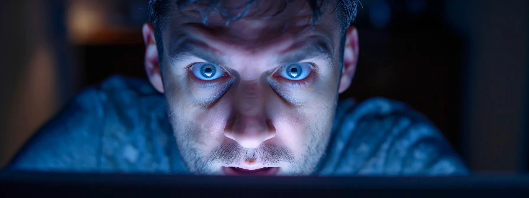 a person confidently closing a fake security alert pop-up on their computer screen, with a determined expression and a focused gaze.