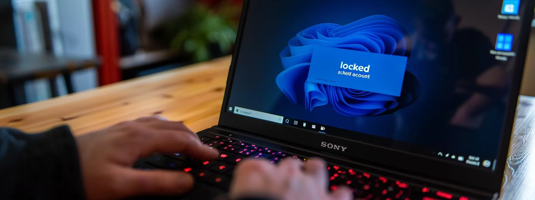 a person typing in their hotmail password on a laptop while looking at a screen displaying a 