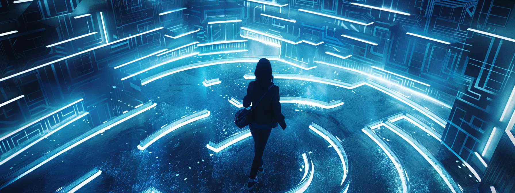 a person confidently navigating a digital maze with arrows pointing towards windows defender alerts and microsoft support teams.