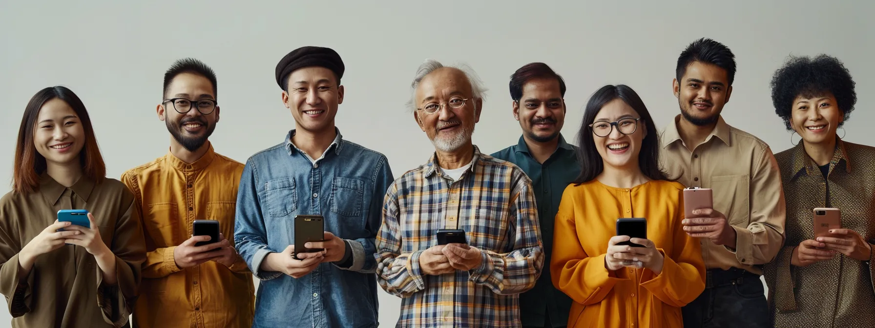 a diverse group of individuals from different regions around the world, each holding a phone with the microsoft support number for their respective region displayed on the screen.