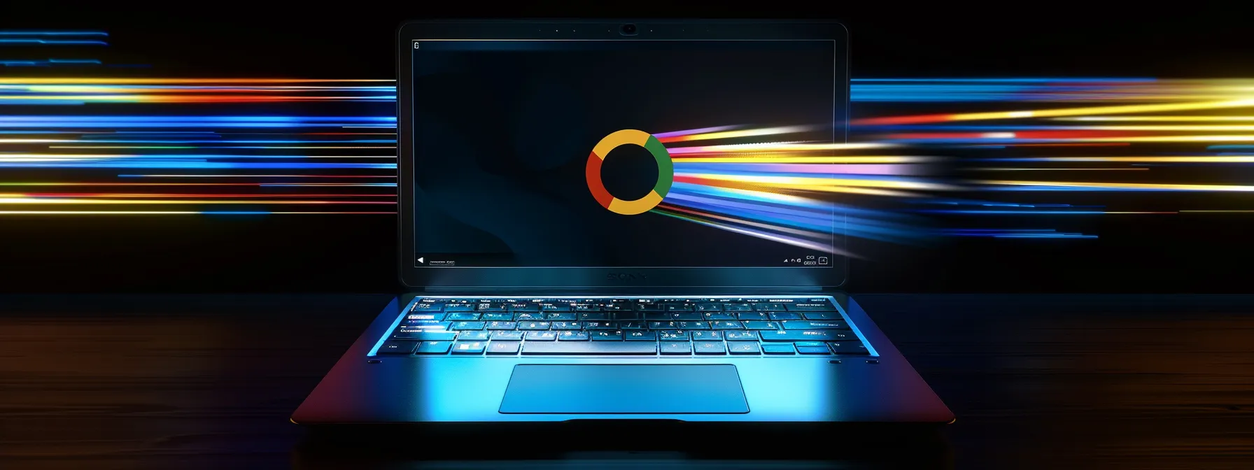 a laptop screen displaying google chrome with lightning-fast speed and efficient performance, showcasing its superiority over internet explorer.