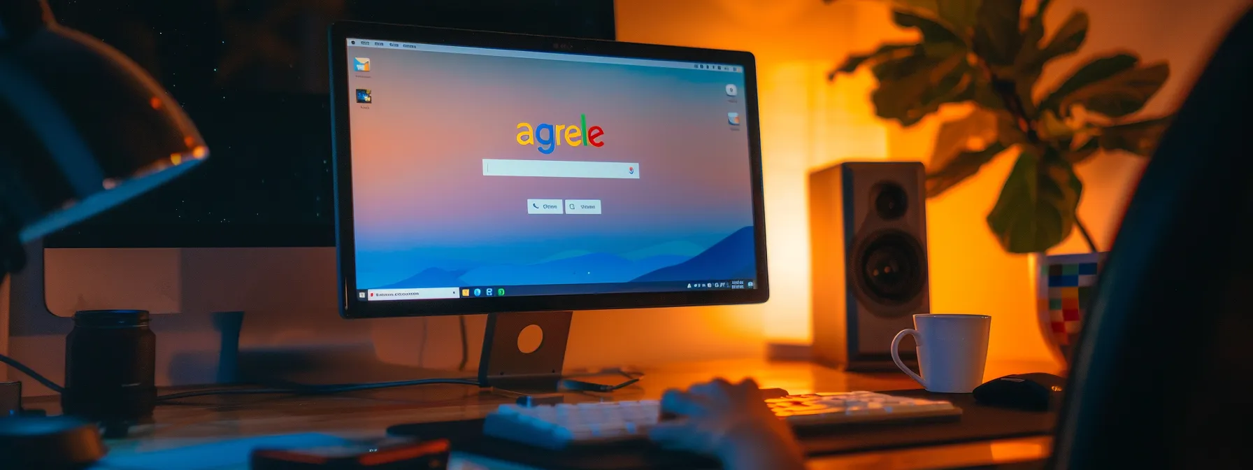 a computer screen displaying the google chrome installer, with a hand clicking the 