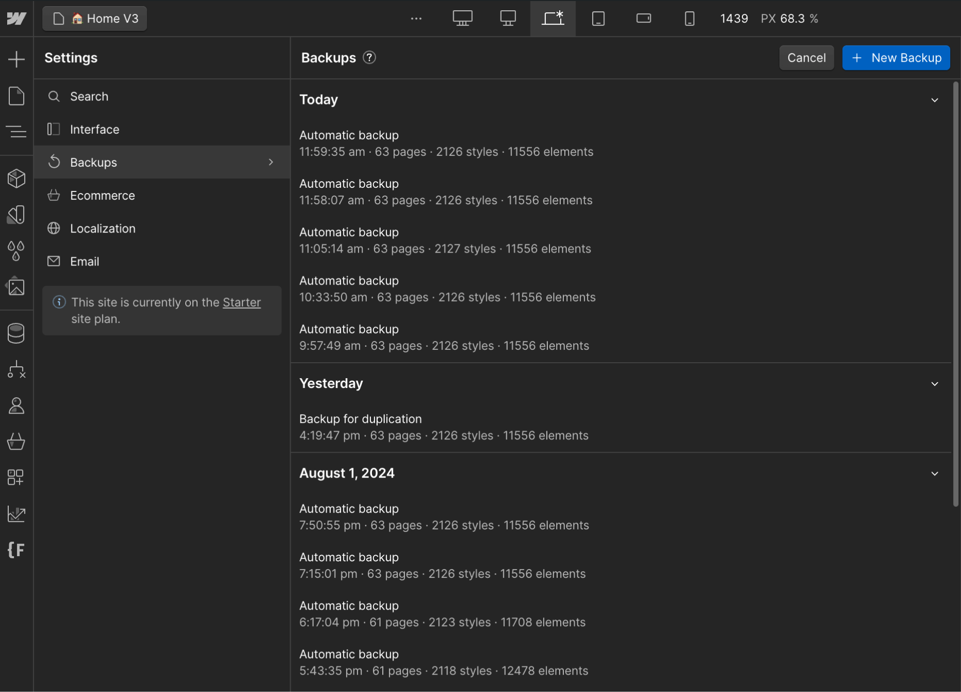 Backups - Pool X Webflow Template