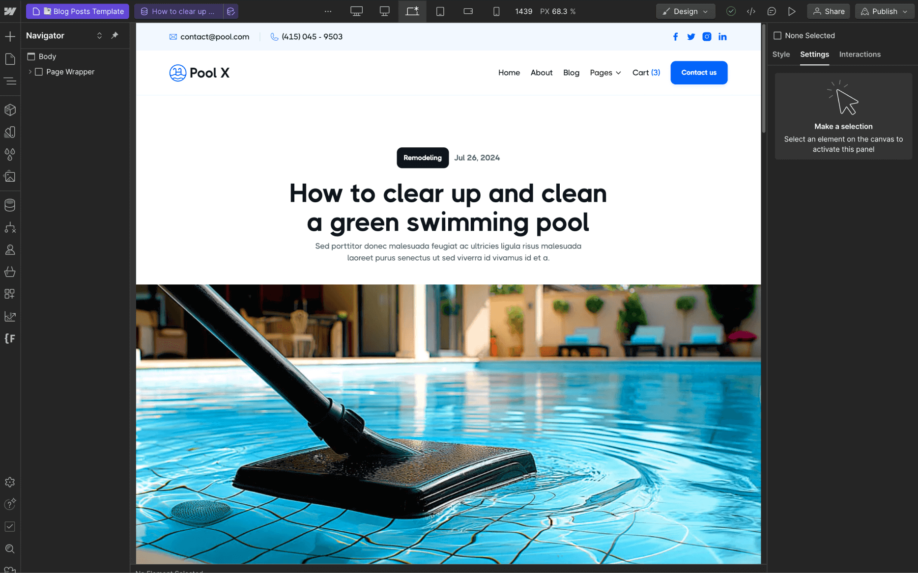 CMS Page - Pool X Webflow Template