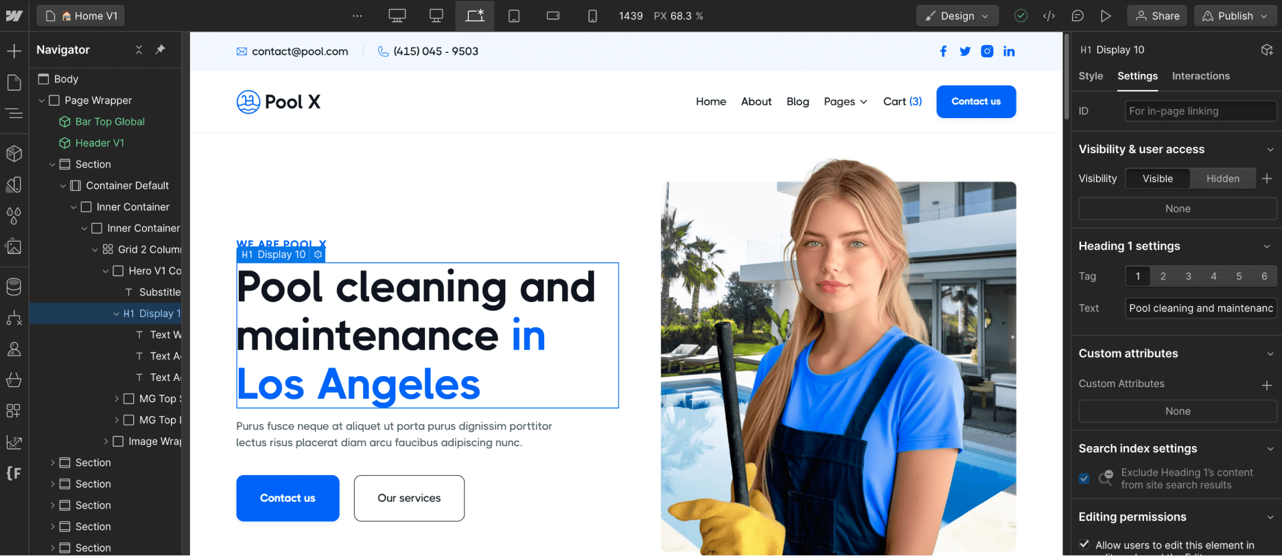 Static Content - Pool X Webflow Template