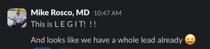 Slack testimonial from Dr. Mike Rosco 1