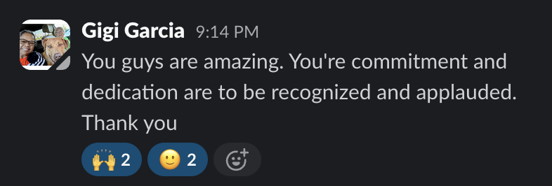 Slack message from Daniel Fritz saying it popped up on his Google Calendar