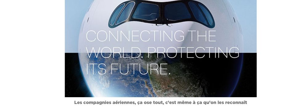 Publicité pour la compensation carbone des vols en avion.