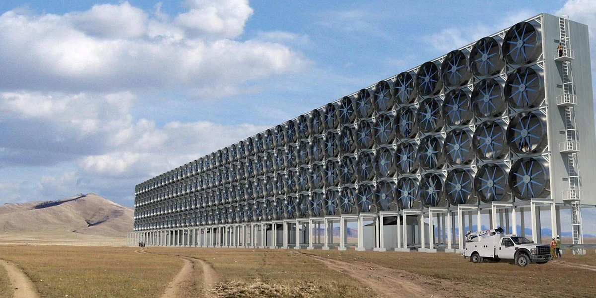 Installation de capture directe du CO₂ en plein désert