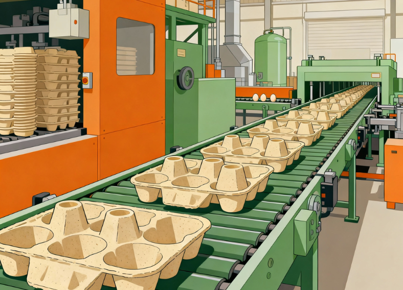 Une usine d'emballages en cellulose moulée