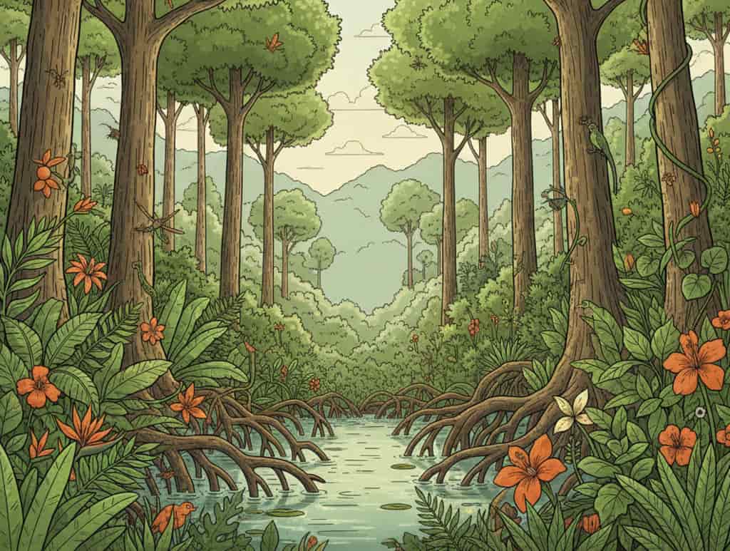 vision d'une mangrove illustrée