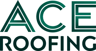 ACE Roofing company logo with bold green letters.