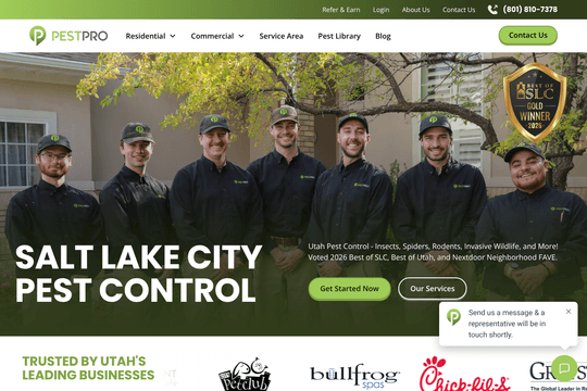 Pest Pro Utah website built by Momentum Marketing