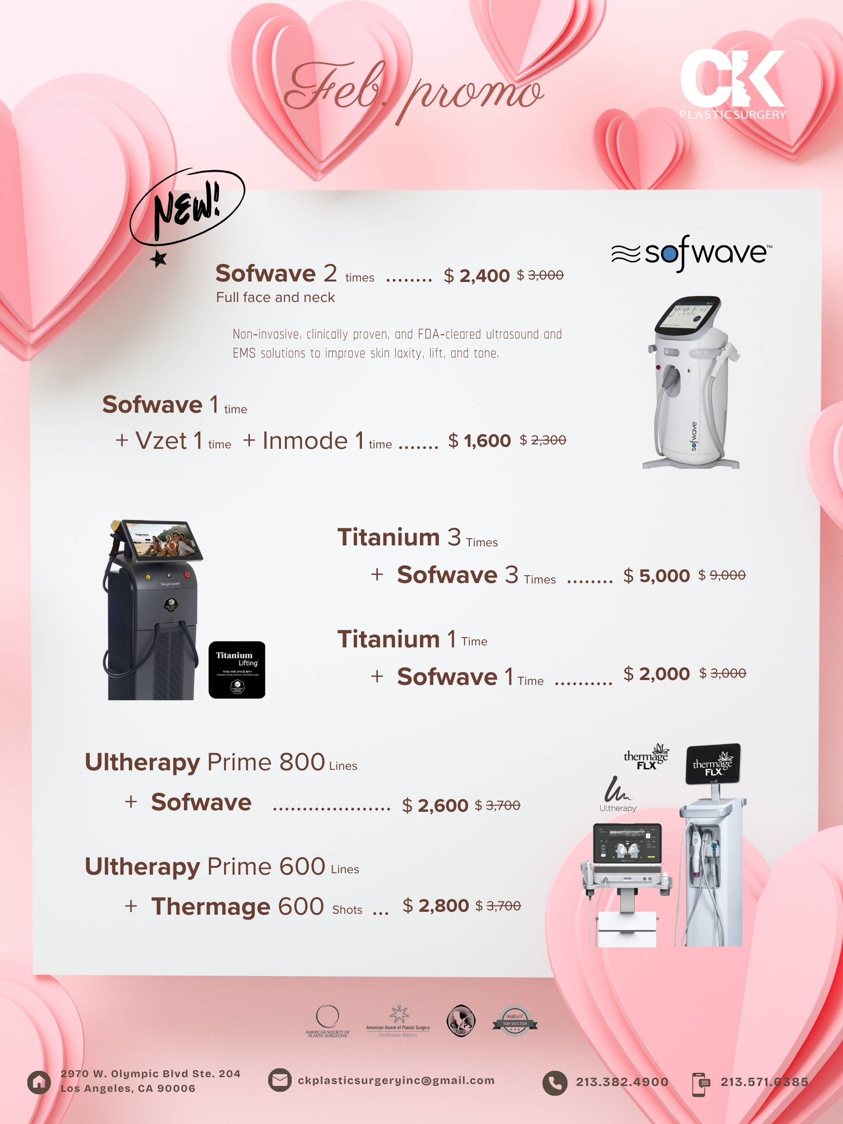 Plastic surgery promotional special discounts in koreatown los angeles california