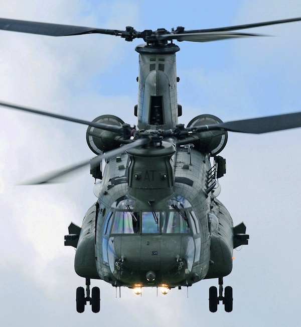 Boeing CH47 “Chinook” 
Taken at Duxford Airfield, (Cambridgeshire)
Air Display May 2008
