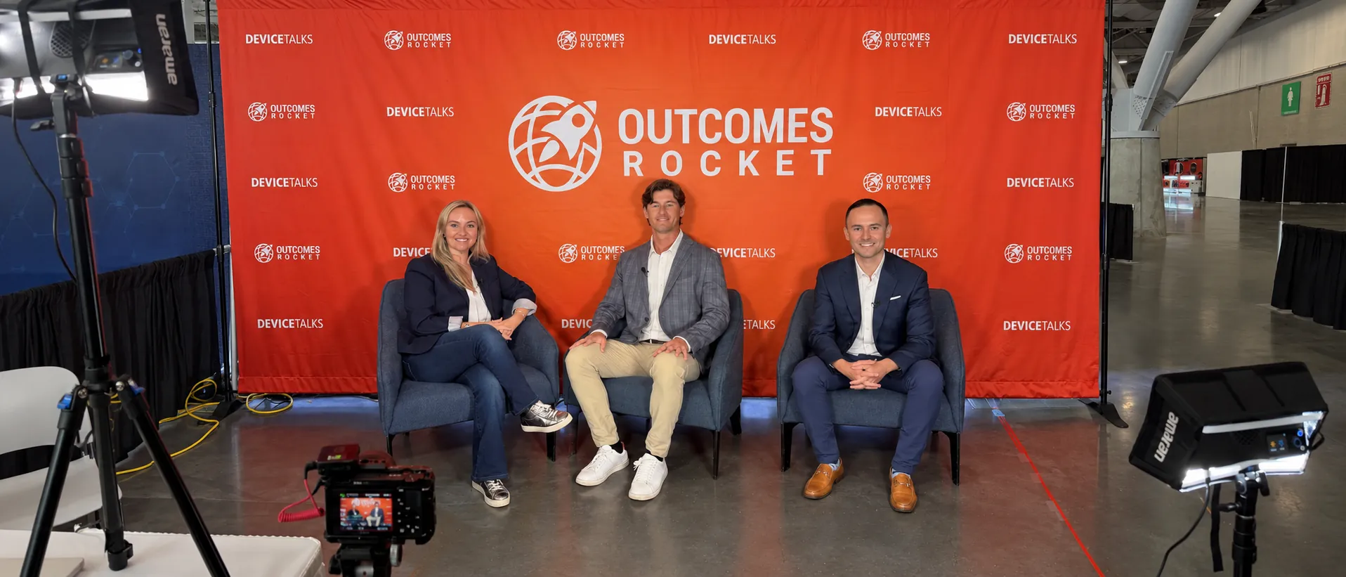Behind the scenes of a podcast production at a healthcare event