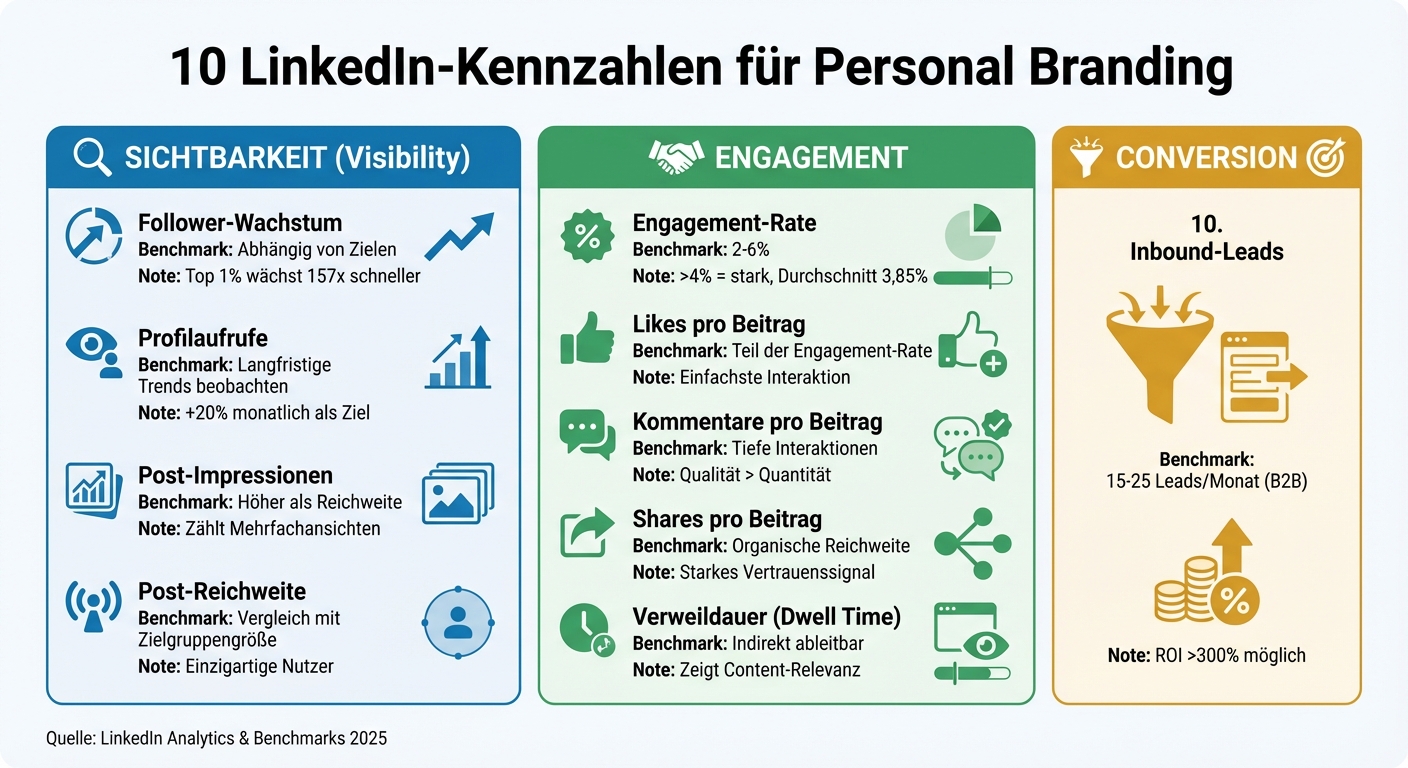 10 LinkedIn-Kennzahlen für Personal Branding: Kategorien und Benchmarks