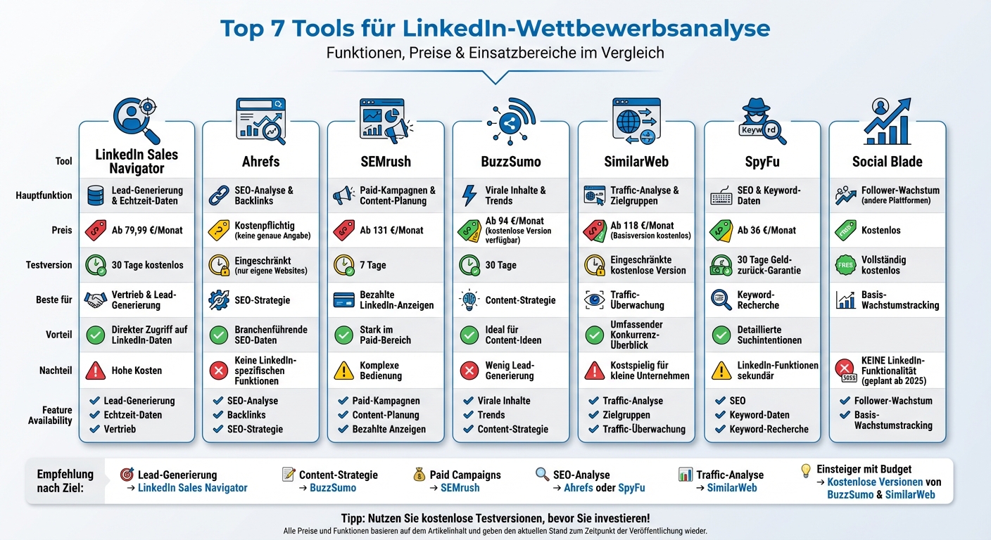 LinkedIn Wettbewerbsanalyse Tools Vergleich: 7 Tools mit Funktionen, Preisen und Vorteilen