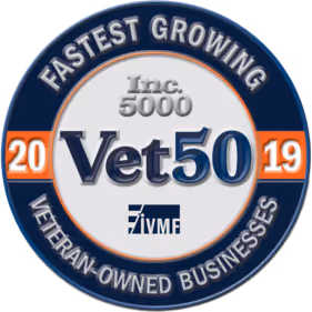 Vet 50 fastest growing veteran owned business badge