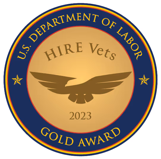 US Department of labor gold award hire vets, 2023 badge