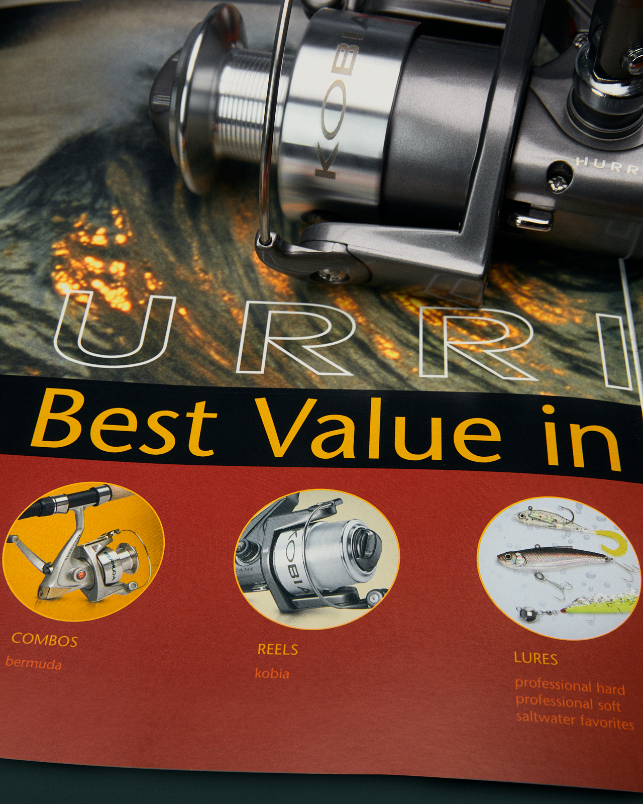 Kobia fishing reel and print materials