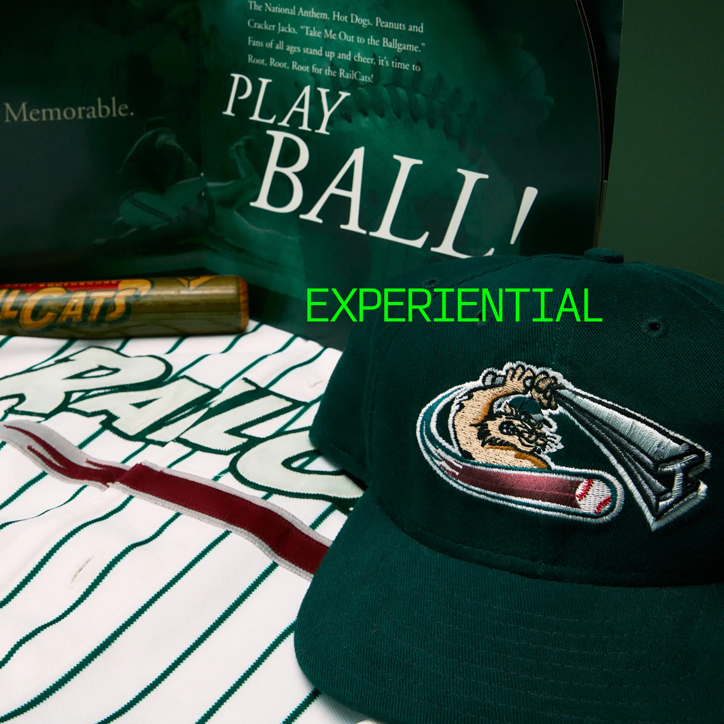 Gary SouthShore Railcats hat, souvenir bat, jersey, and advertising materials