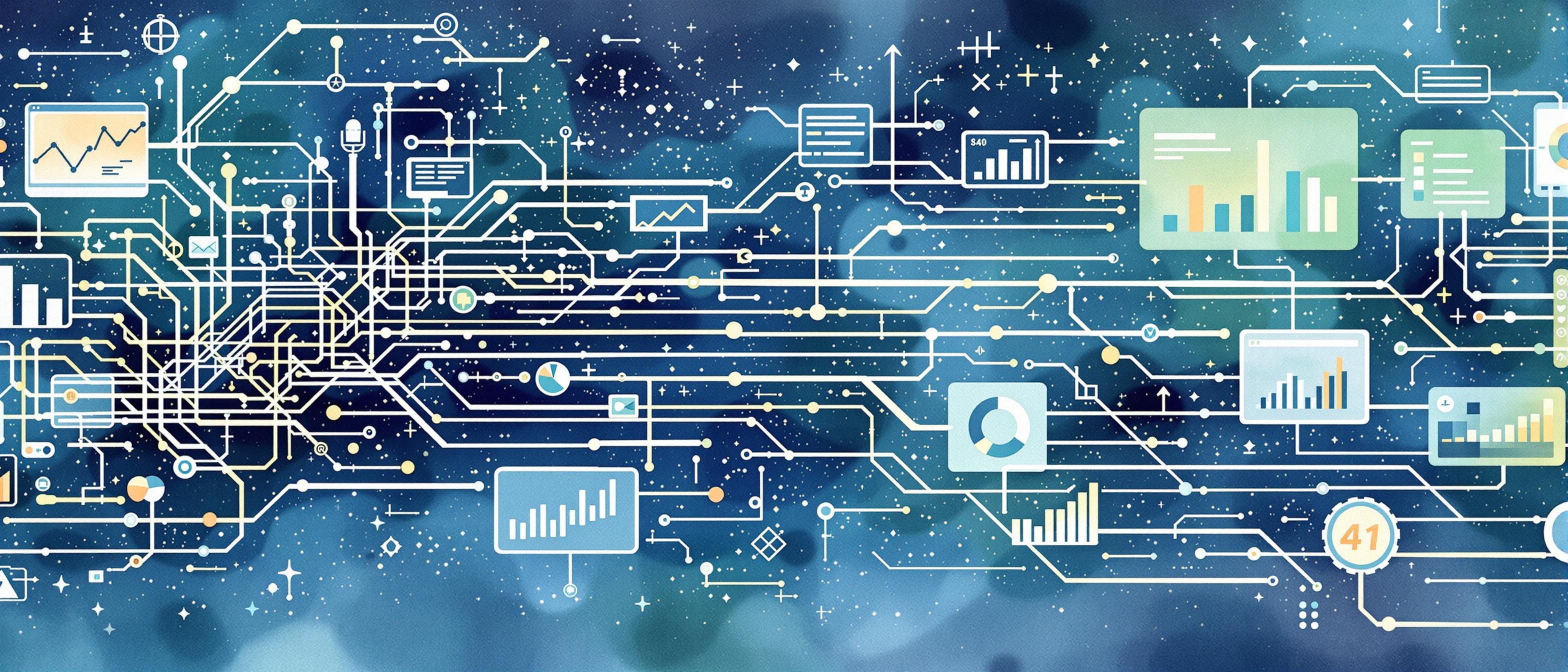 A watercolor illustration of an AI system processing messy data streams, with some dirty, tangled lines transforming into clean, organized data flowing into analytical charts. The mood is precise and constructive, with the background a soft blend of blues and greens highlighting clarity and improvement.