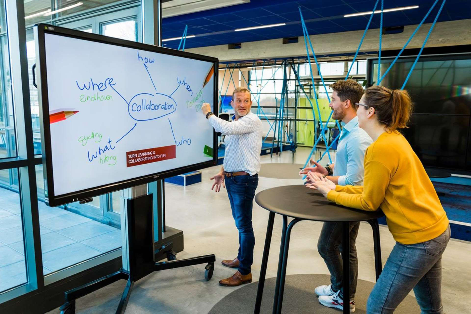Interactive flat panel display for collaboration