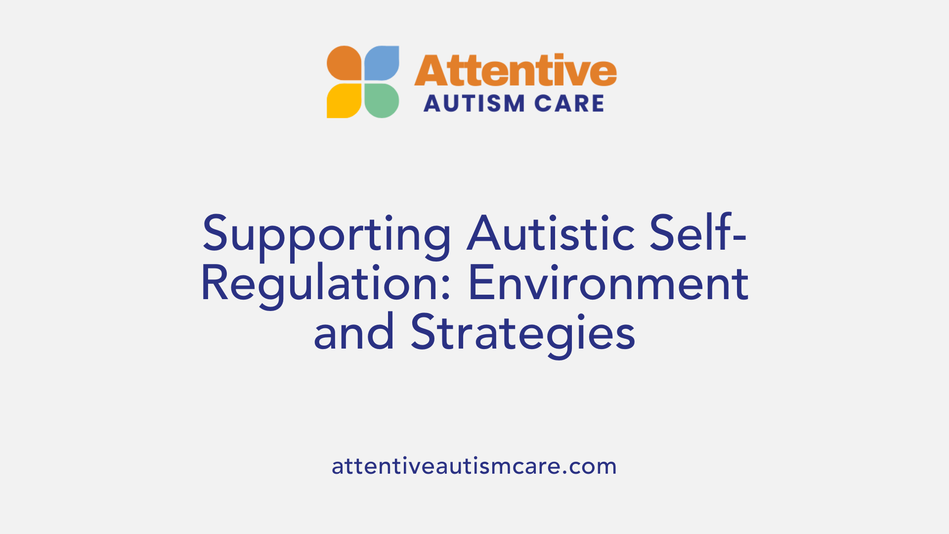 Supporting Autistic Self-Regulation: Environment and Strategies