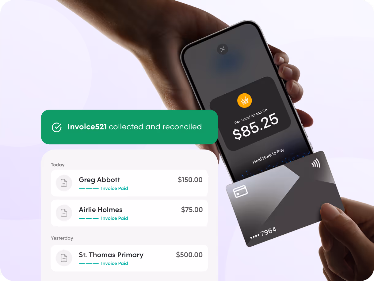 Pebl confirming Xero invoice has been automatically reconciled after payment