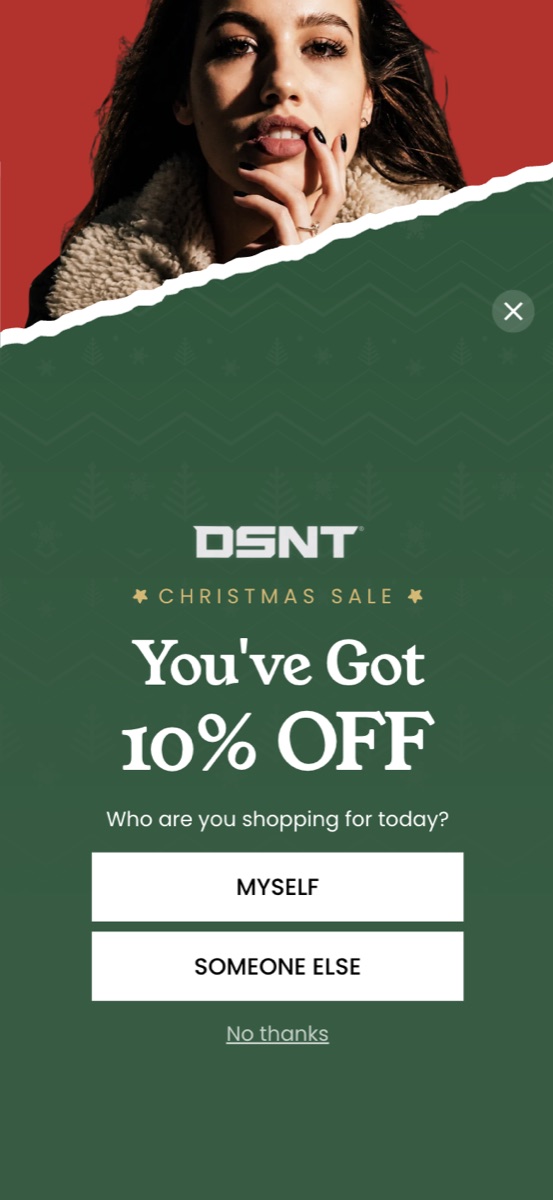 DSNT Holiday popup template, mobile