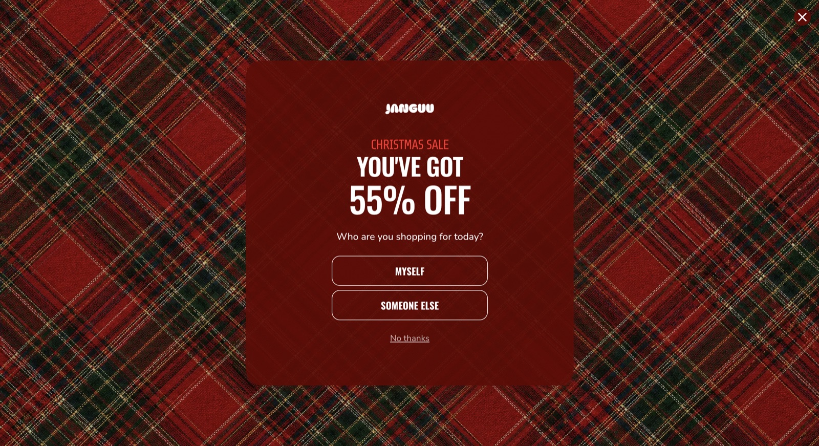 Janguu Holiday popup template, desktop