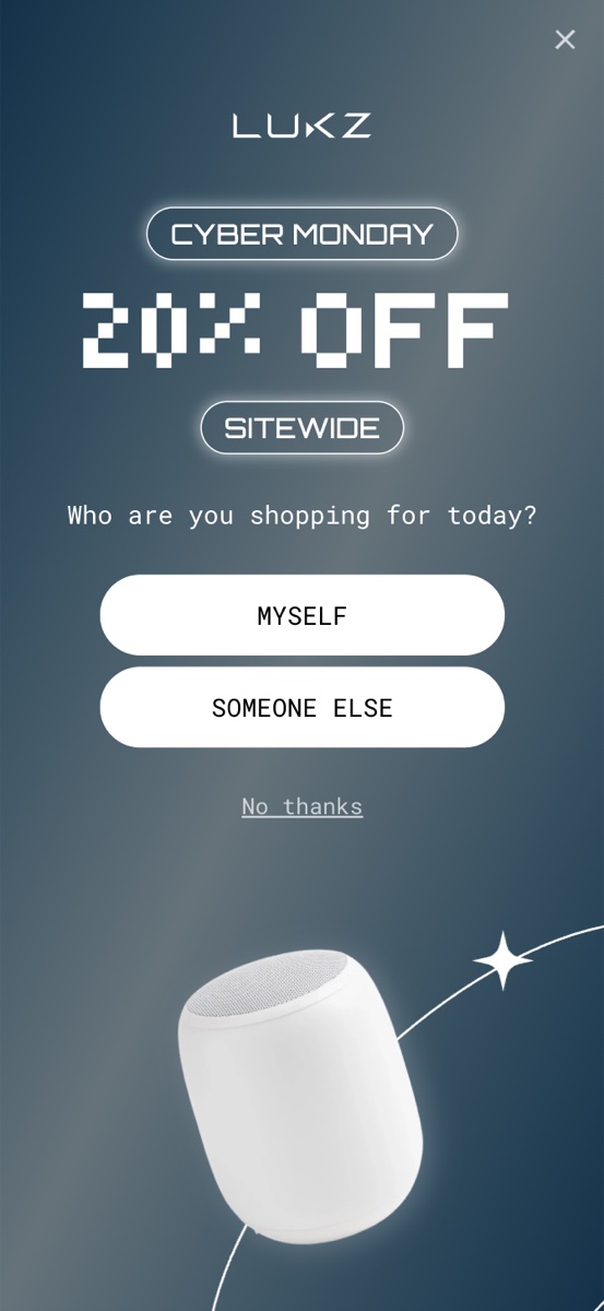LUKZ popup template, mobile