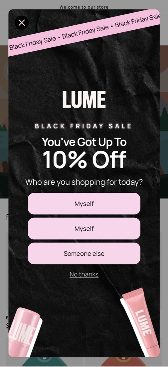 Lume (Non FS) popup template, mobile