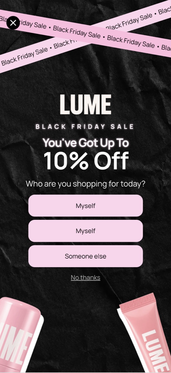 Lume popup template, mobile